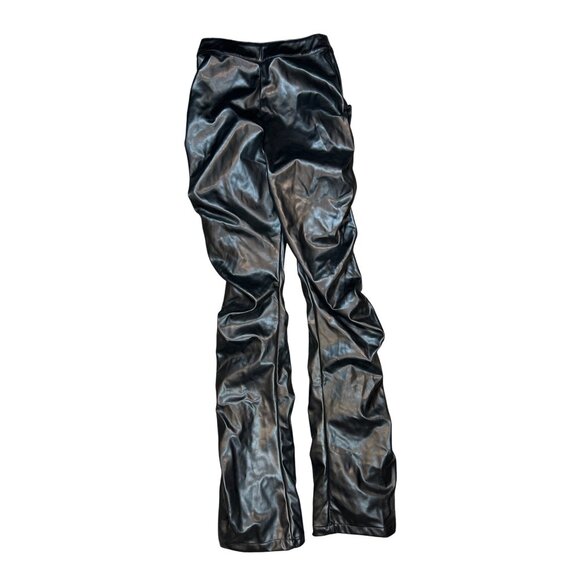 Fashion Nova‎ Make it Hot Stacked Leather Pants in Black XS NWT - Picture 5 of 7